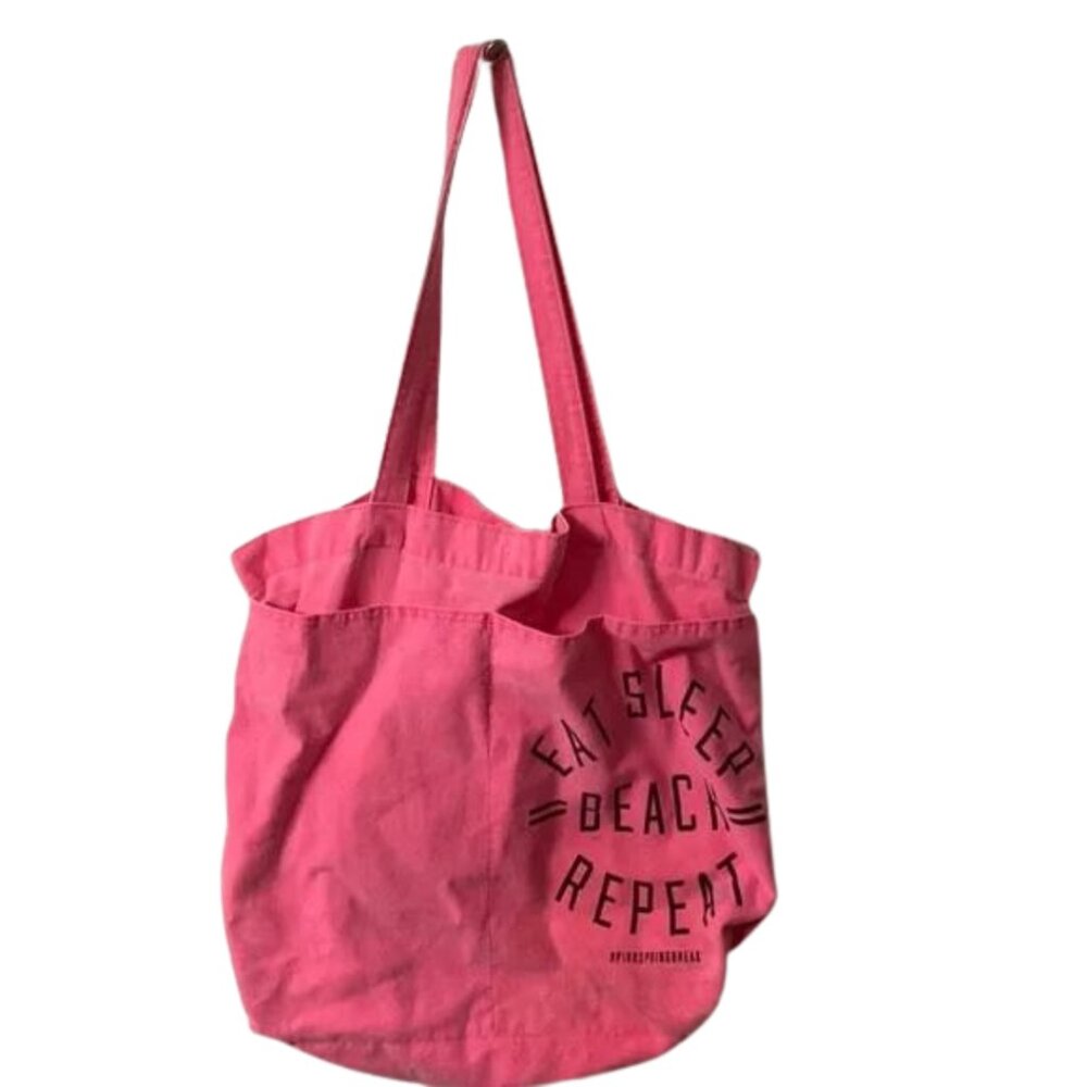 Pink Tote Bag Eat Sleep Beach Repeat Pink Spring Break